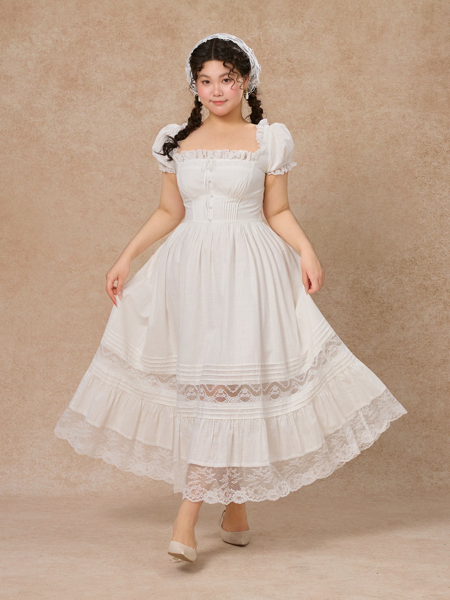 LaceMade - French Style Cinderella Cotton Lace Princess Dress Plus Size dress LaceMade