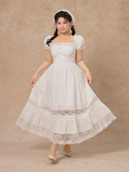 LaceMade - French Style Cinderella Cotton Lace Princess Dress Plus Size dress LaceMade