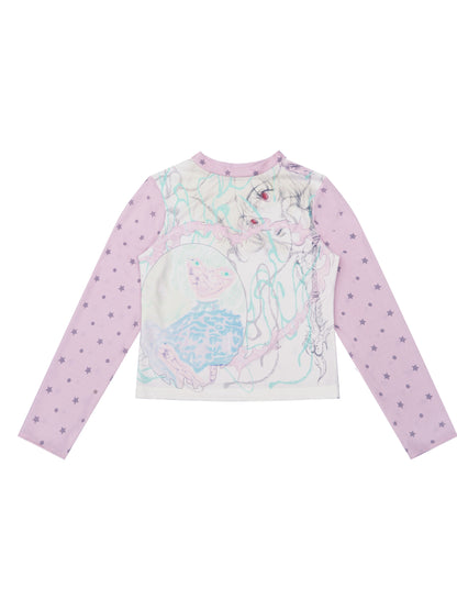 RustSet - Pink Polka Dot Long Sleeve Top shirt rustset S