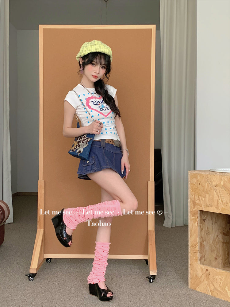LET ME SEE Polka Dot Calf Warmers | Ruffled Scrunch Cotton-Style Leg Covers leg warmmers let me see
