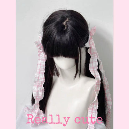 Pink Plaid Angel Wing Bow Twin Hair Clips hair clip really cute