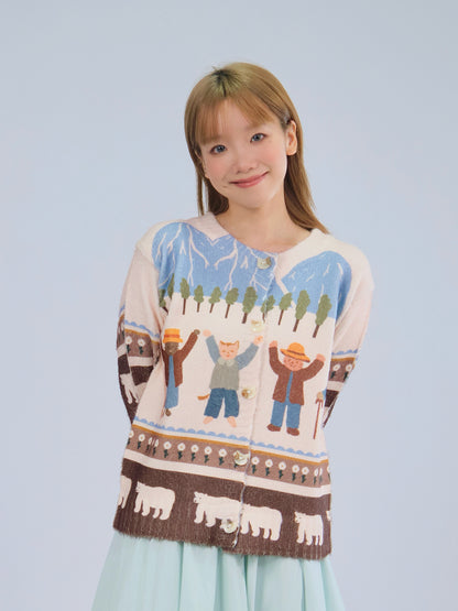 MeowMeow Bug - Kawaii Cat Farm Knit Cardigan