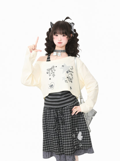 Languid Park - Sweet Off Shoulder Long Sleeve Top