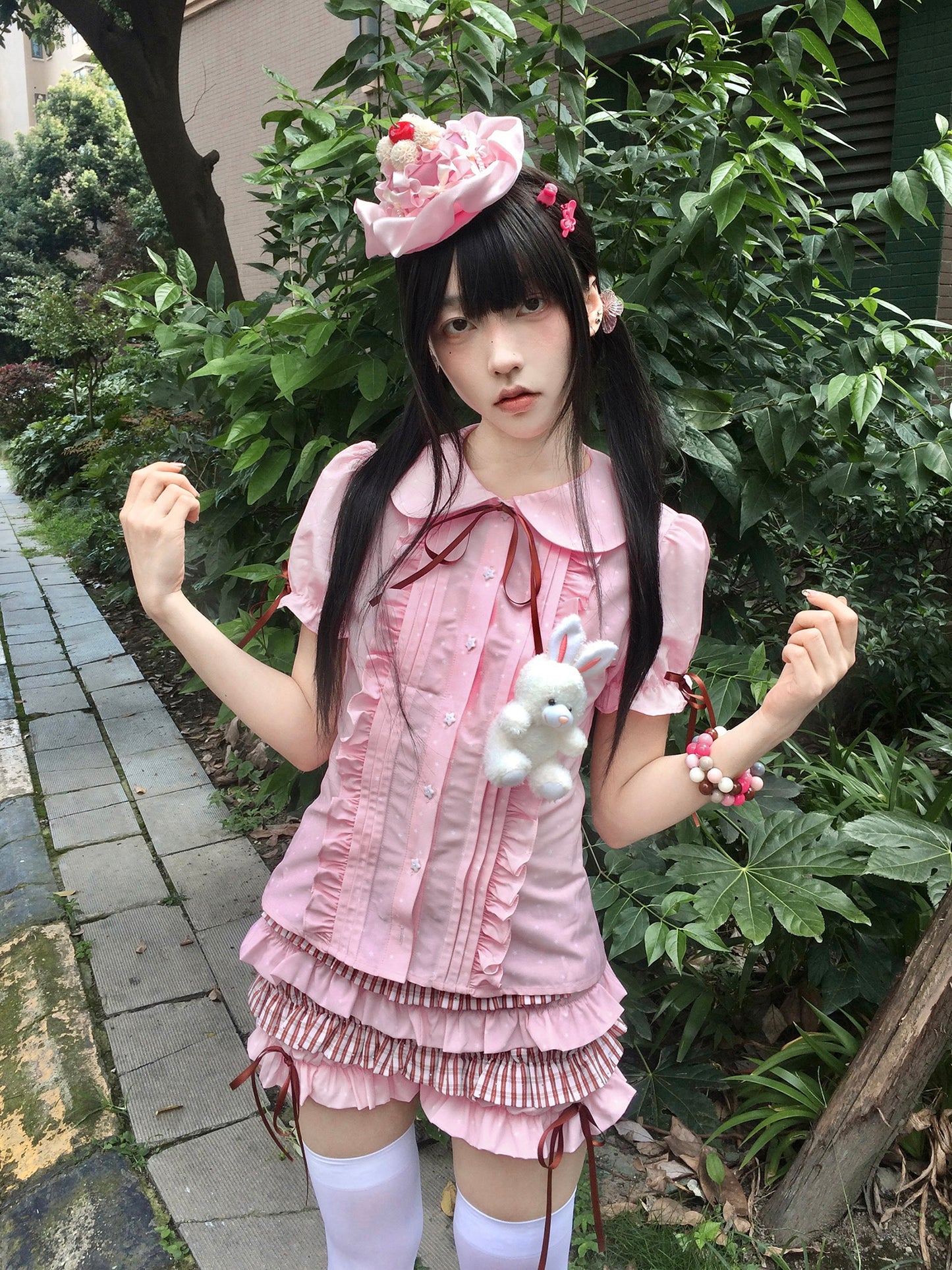 MAMAWEI - Kawaii Printed Blouse & Cake Skirt-Pants set MAMAWEI