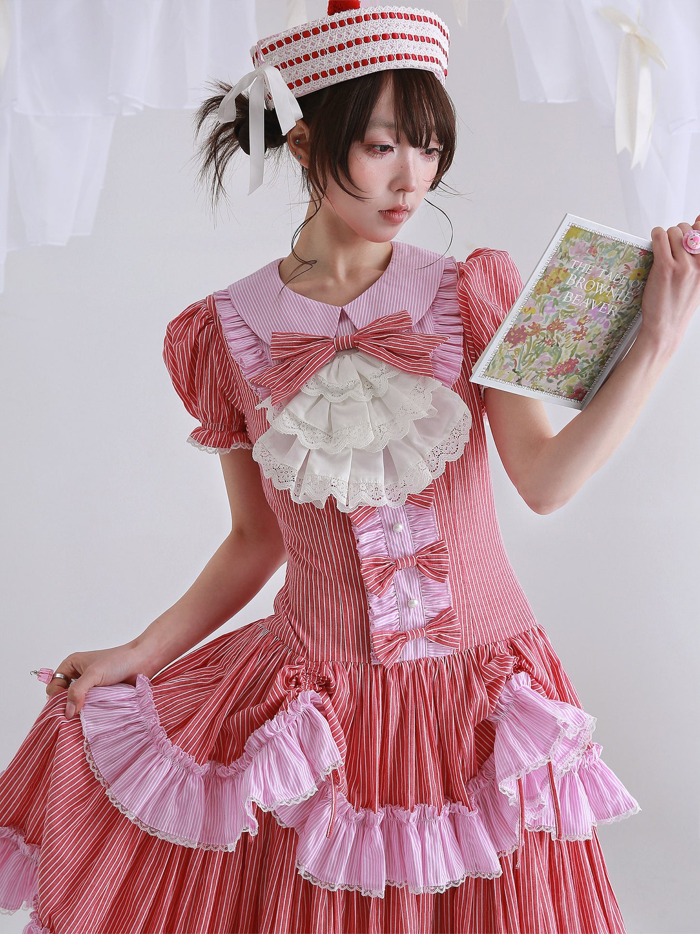 SOS MEME CLUB - Red Stripe Lolita Dress dress SOS MEME CLUB