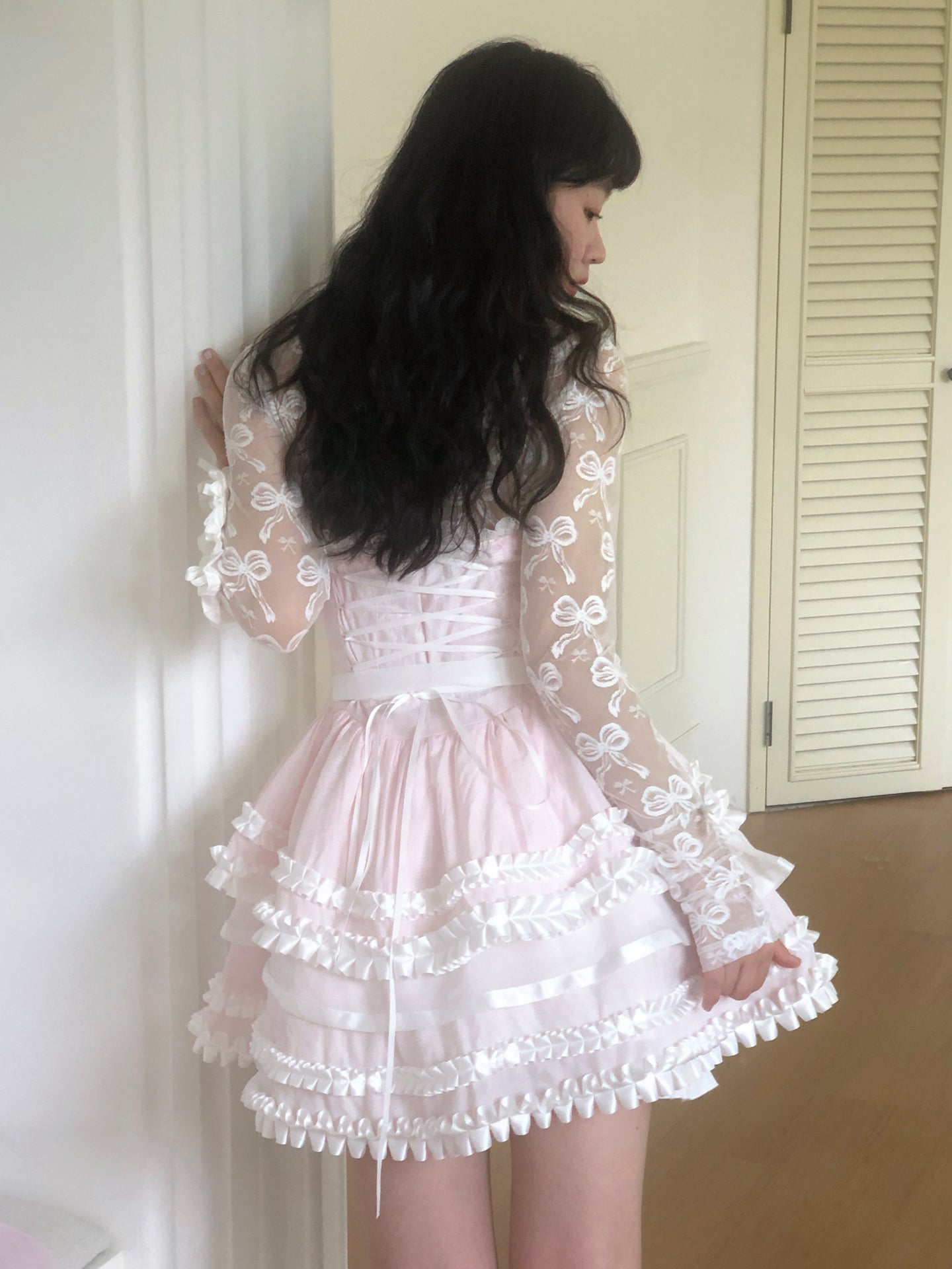 Daytoday Everyday Institute – Layered Ruffle Bow Cake Dress dress daytoday everyday institute