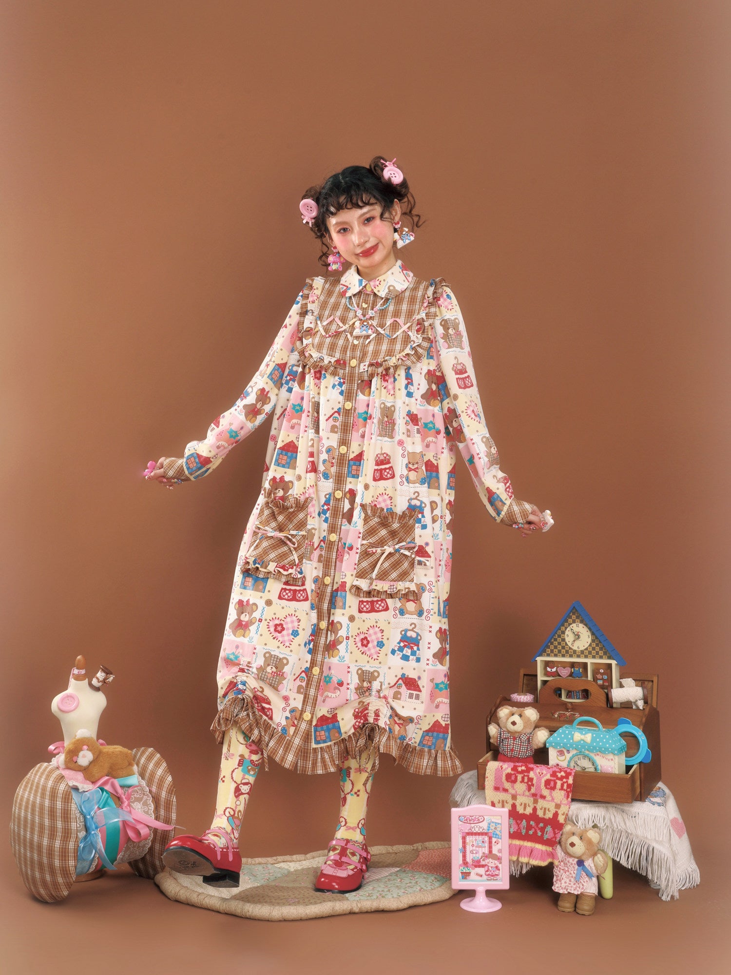 LutraJump - Decora Retro Brown Corduroy Dress dress Lutra Jump