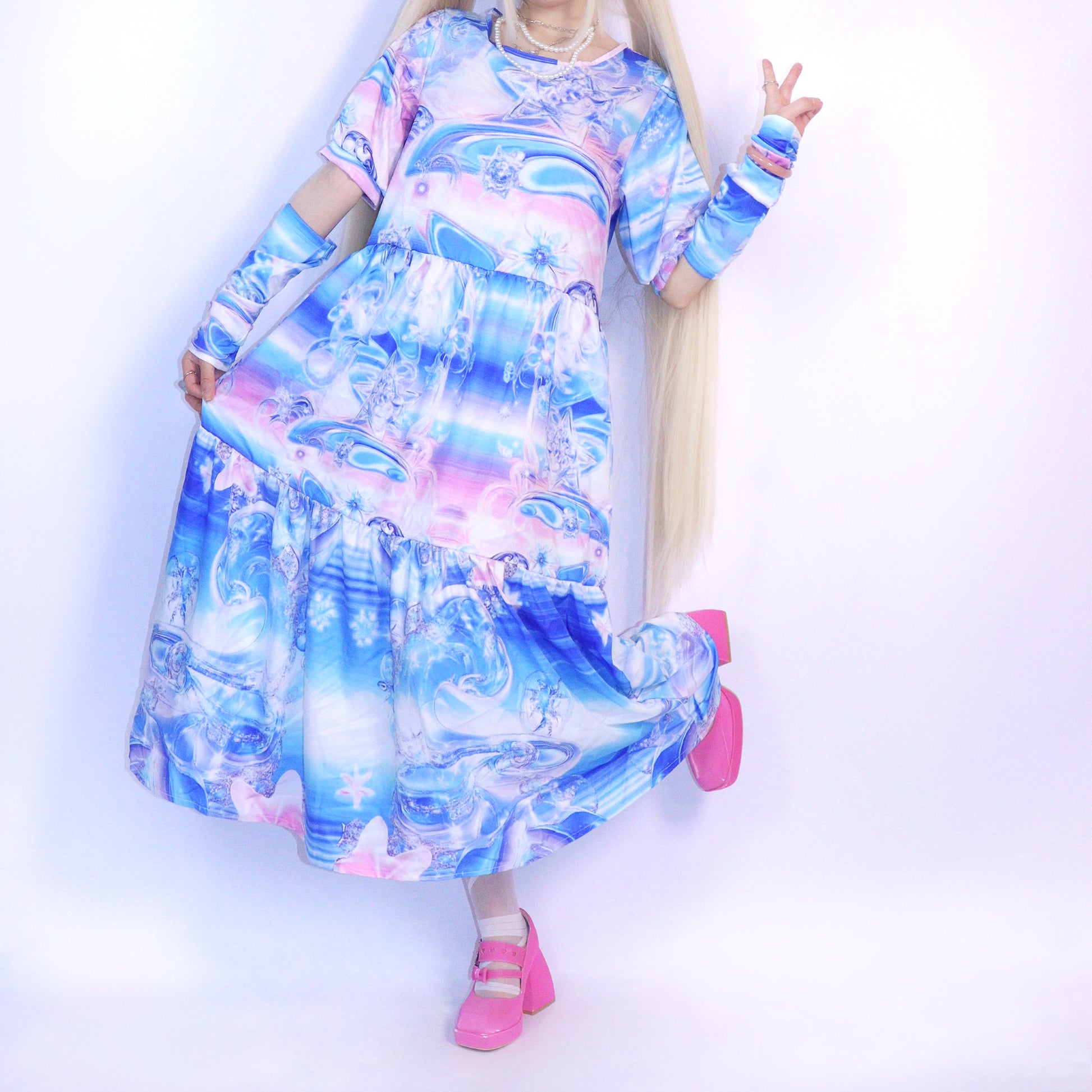 LEERROO - Blue Cyber Print Dress dress Leerroo