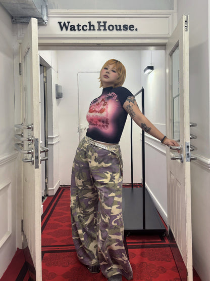 3ANKYUU - Plus Size Cherry Cake Printed Ruched Tee 3ANKYUU