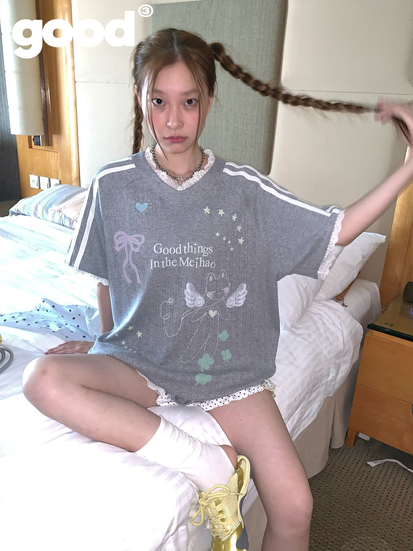 Meihao Store - Dreamy Graffiti Blokette Jersey T-Shirt