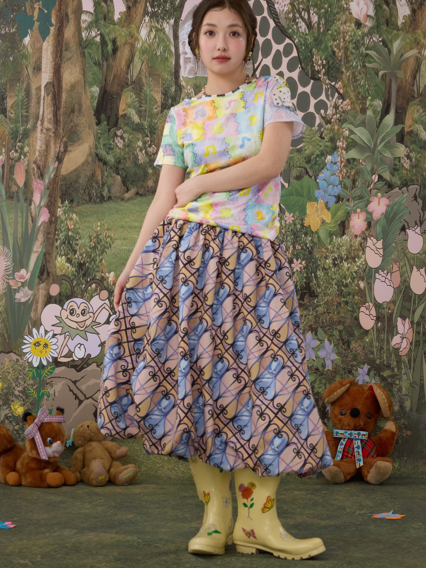 tntntutu - Kawaii Color Animal Reversible Top tee tntntutu