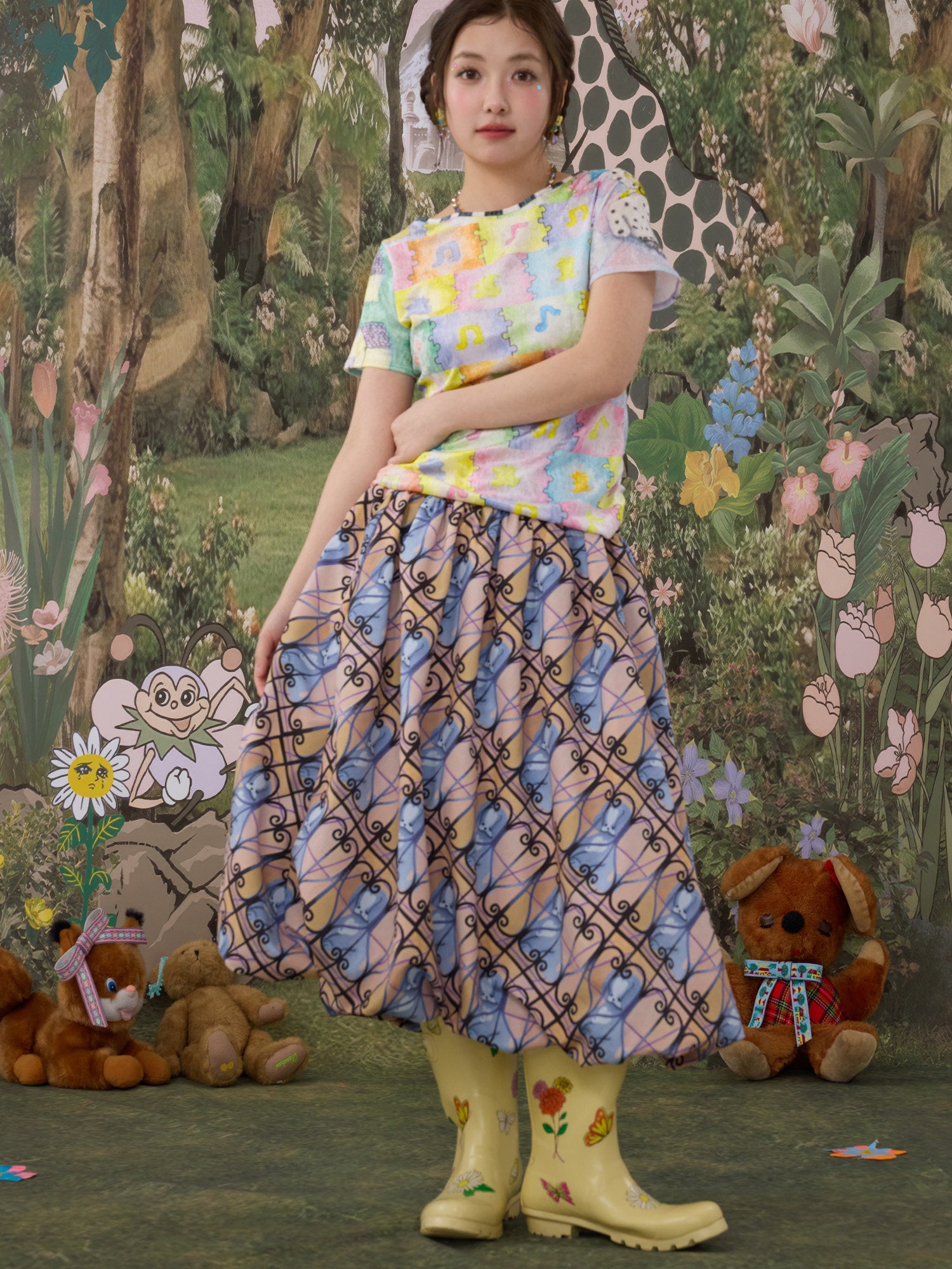 tntntutu - Kawaii Color Animal Reversible Top tee tntntutu