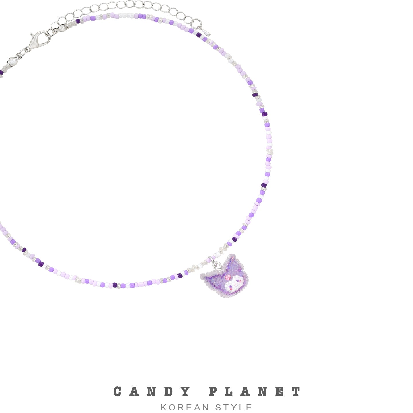 Candy Planet - Decora Kei Kuromi Purple Sugar Beaded Necklace necklace candy planet