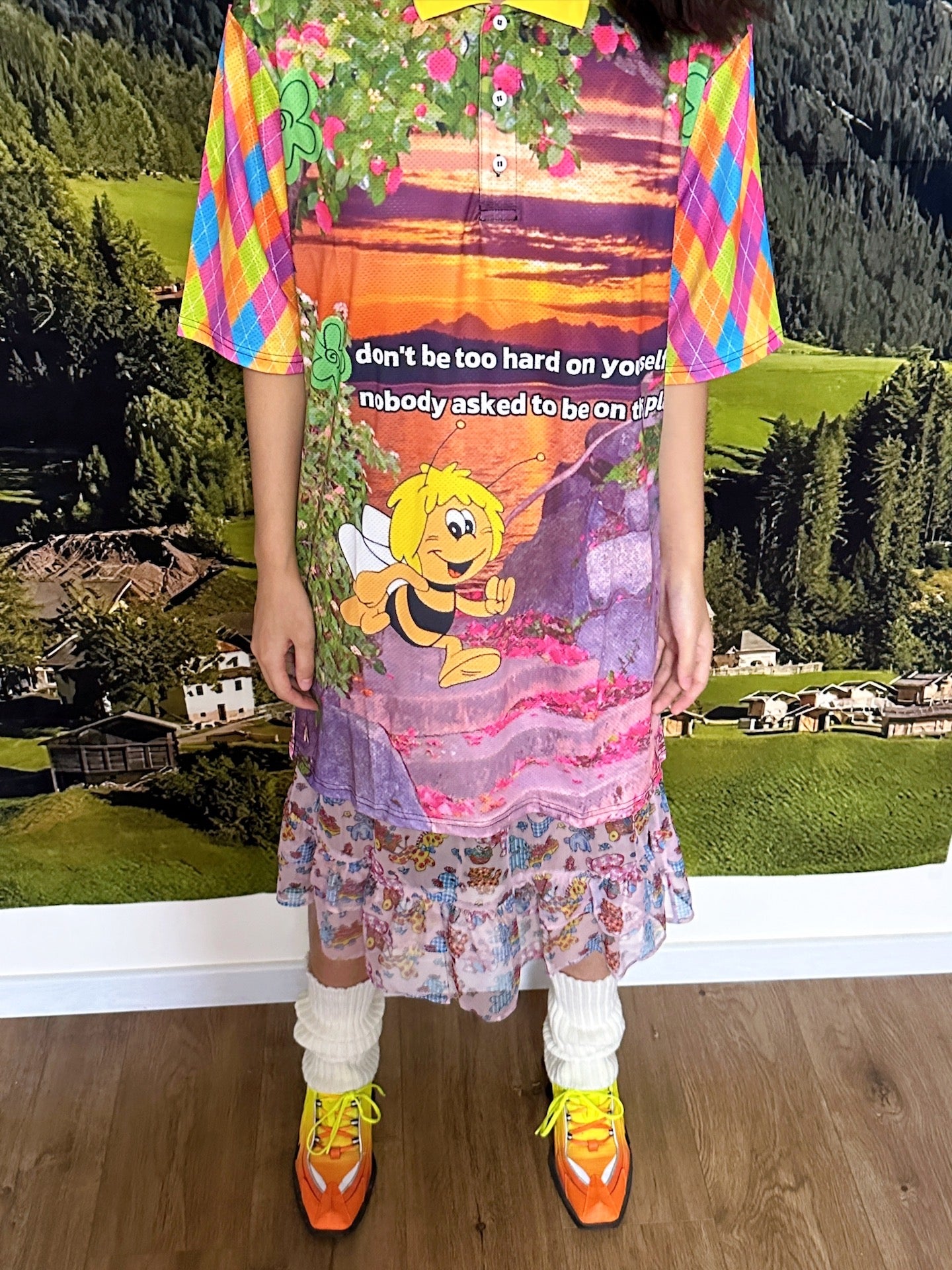 BunnyBunnyGun - Harajuku Mesh Polo Shirt Cartoon Print Oversize shirt bunnybunnygun