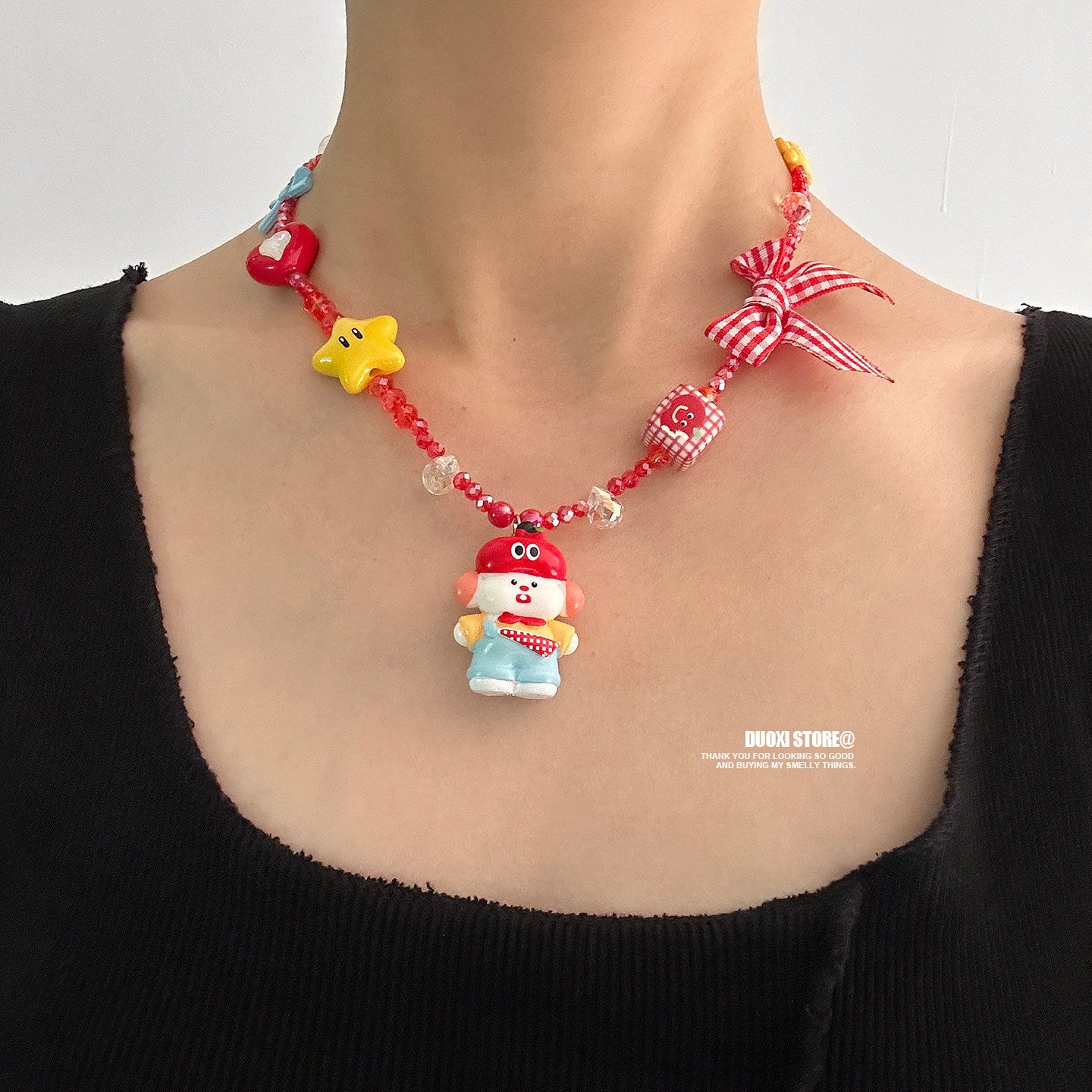 DuoXi - Kidcore Bow Star Bead Necklace necklace DuoXi