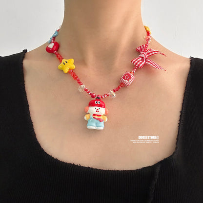 DuoXi - Kidcore Bow Star Bead Necklace necklace DuoXi