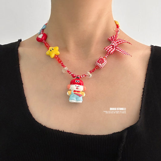 DuoXi - Kidcore Bow Star Bead Necklace necklace DuoXi