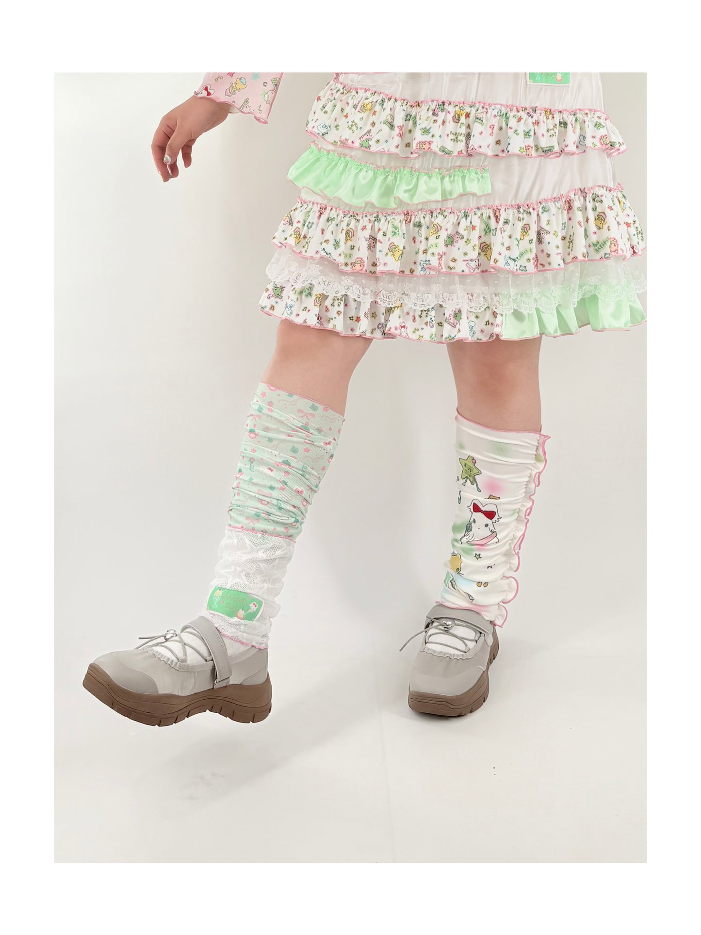 shishihshop – Kawaii Ice Cotton Lace Leg Warmers with Print leg warmmers shishihshop