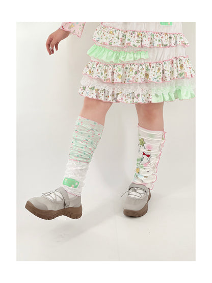 shishihshop – Kawaii Ice Cotton Lace Leg Warmers with Print leg warmmers shishihshop