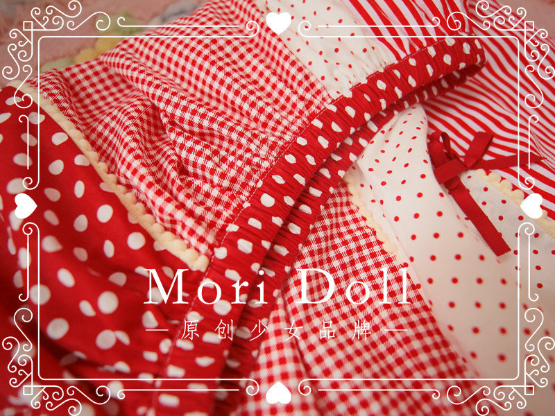 Mori Doll – Bow Patchwork Midi Skirt skirt Mori Doll