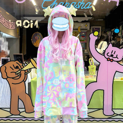 Rainbow Universe RUX - Pastel Macaron Decora Kei Hoodie & Sweatpants Set set Rainbow Universe RUX Hoodie S
