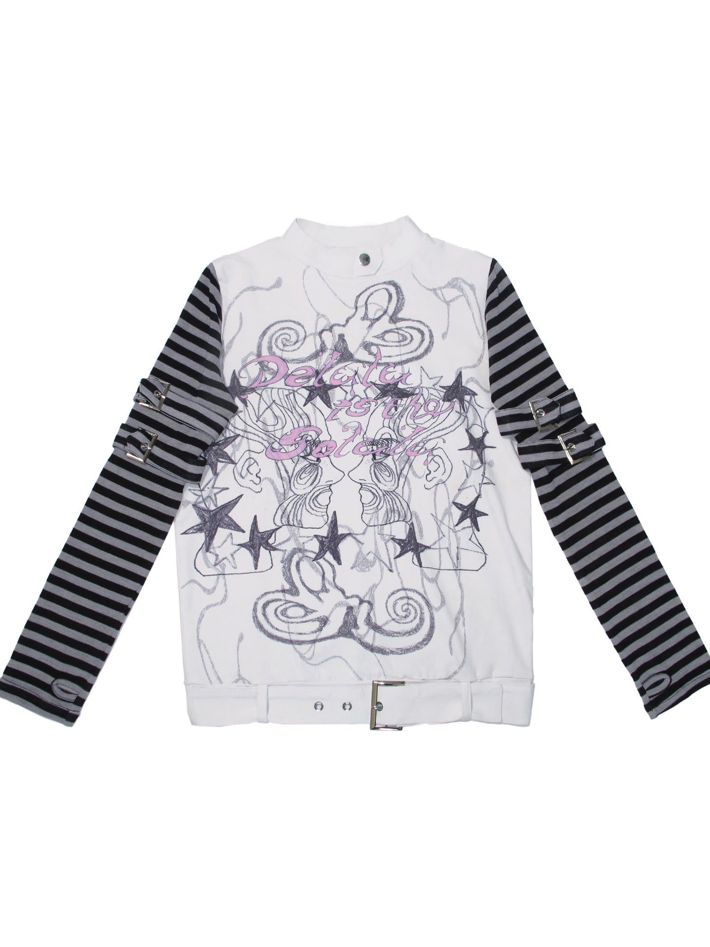 *RustSet*原创设计条纹星星印花长袖绑带女夏季上衣 tshirt rustset S