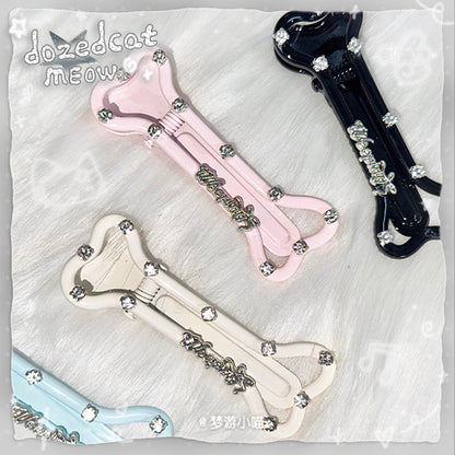 Rhinestone Bone Hair Clip | Kawaii Y2K Korean Style Side Hair Clip hair clip Sleepwalking Cat