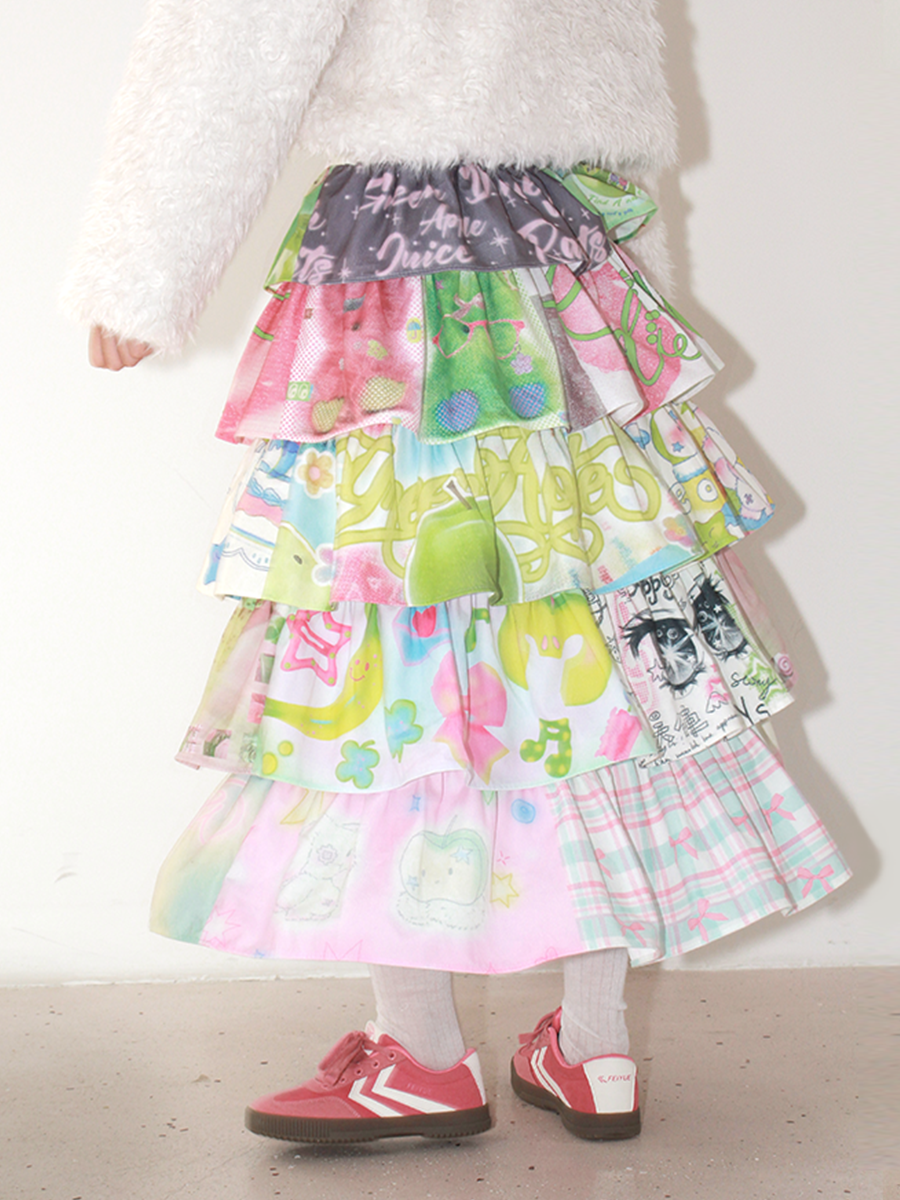 NeogoMade Bunny Cake Tiered Skirt | Harajuku Kawaii Dopamine Apple Skirt skirt NeogoMade