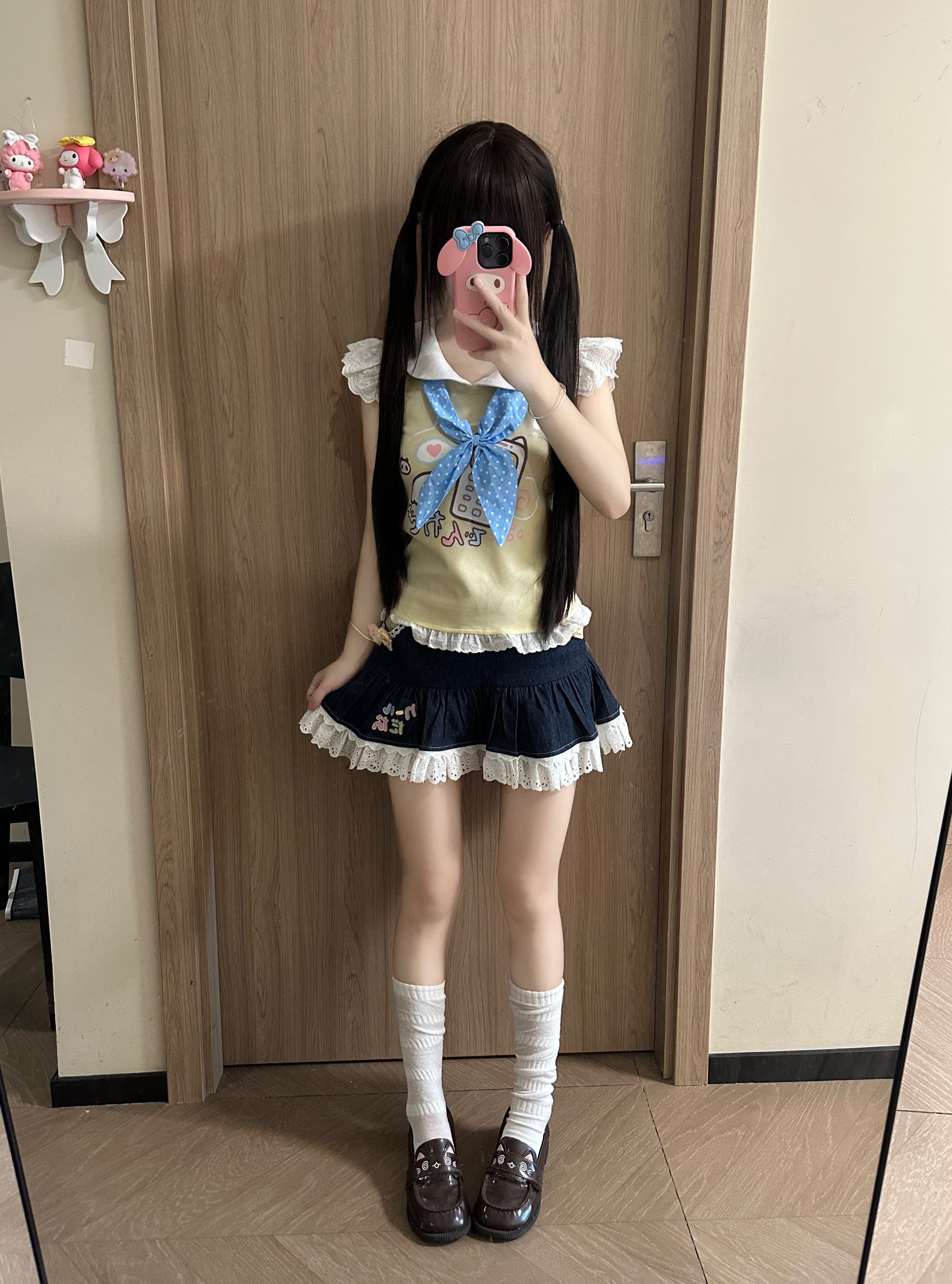 Blurred Bear - Cute Soft Girl Tee & Skirt Set set Blurred Bear