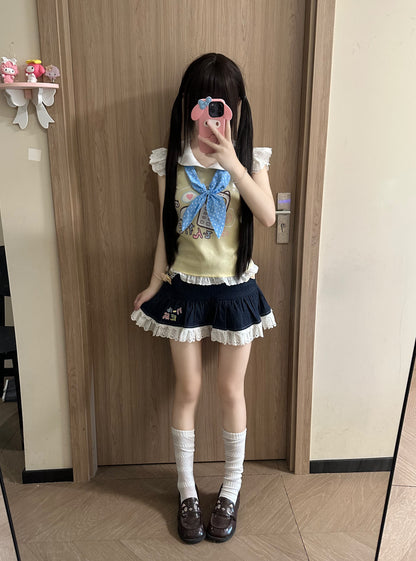 Blurred Bear - Cute Soft Girl Tee & Skirt Set set Blurred Bear