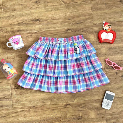 Bodytalk - Pink Blue Plaid Skirt skirt bodytalk