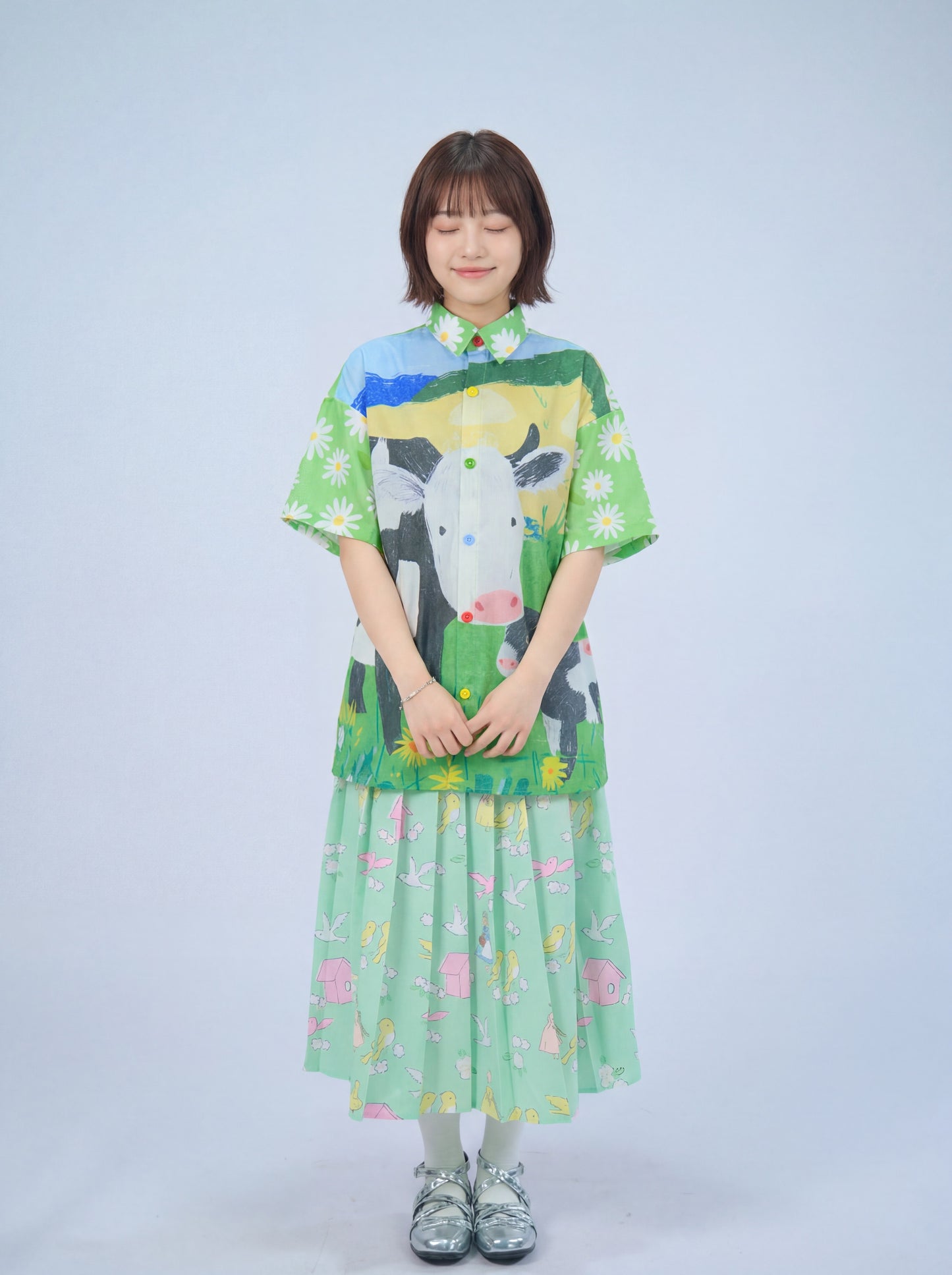 MeowMeow Bug - Green Cow Print Shirt shirt MeowMeow Bug
