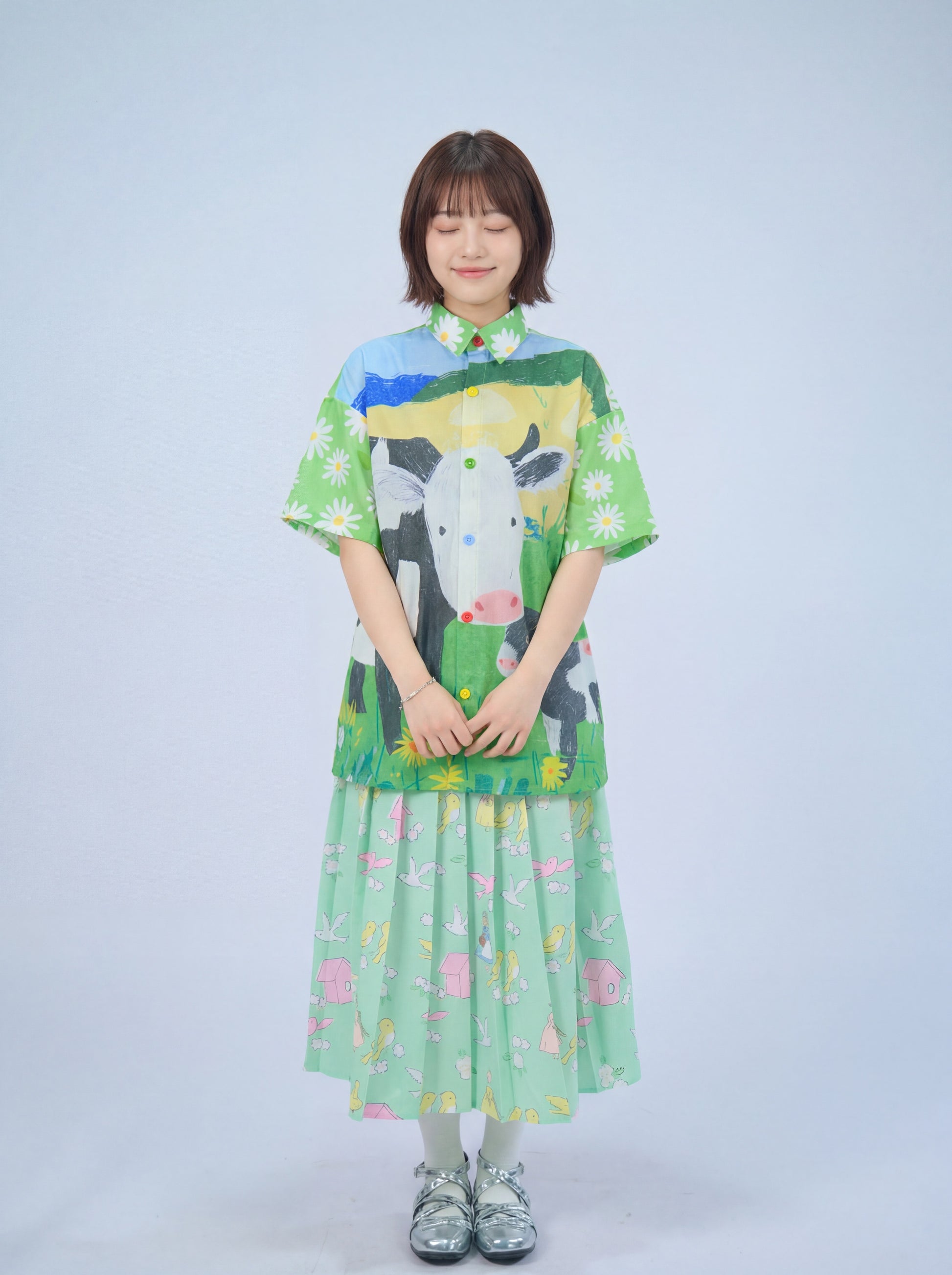 MeowMeow Bug - Green Cow Print Shirt shirt MeowMeow Bug