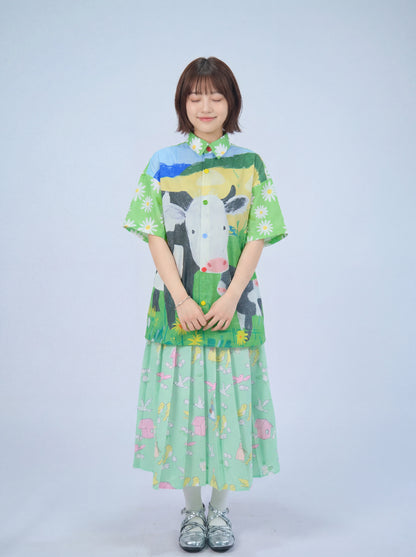 MeowMeow Bug - Green Cow Print Shirt shirt MeowMeow Bug