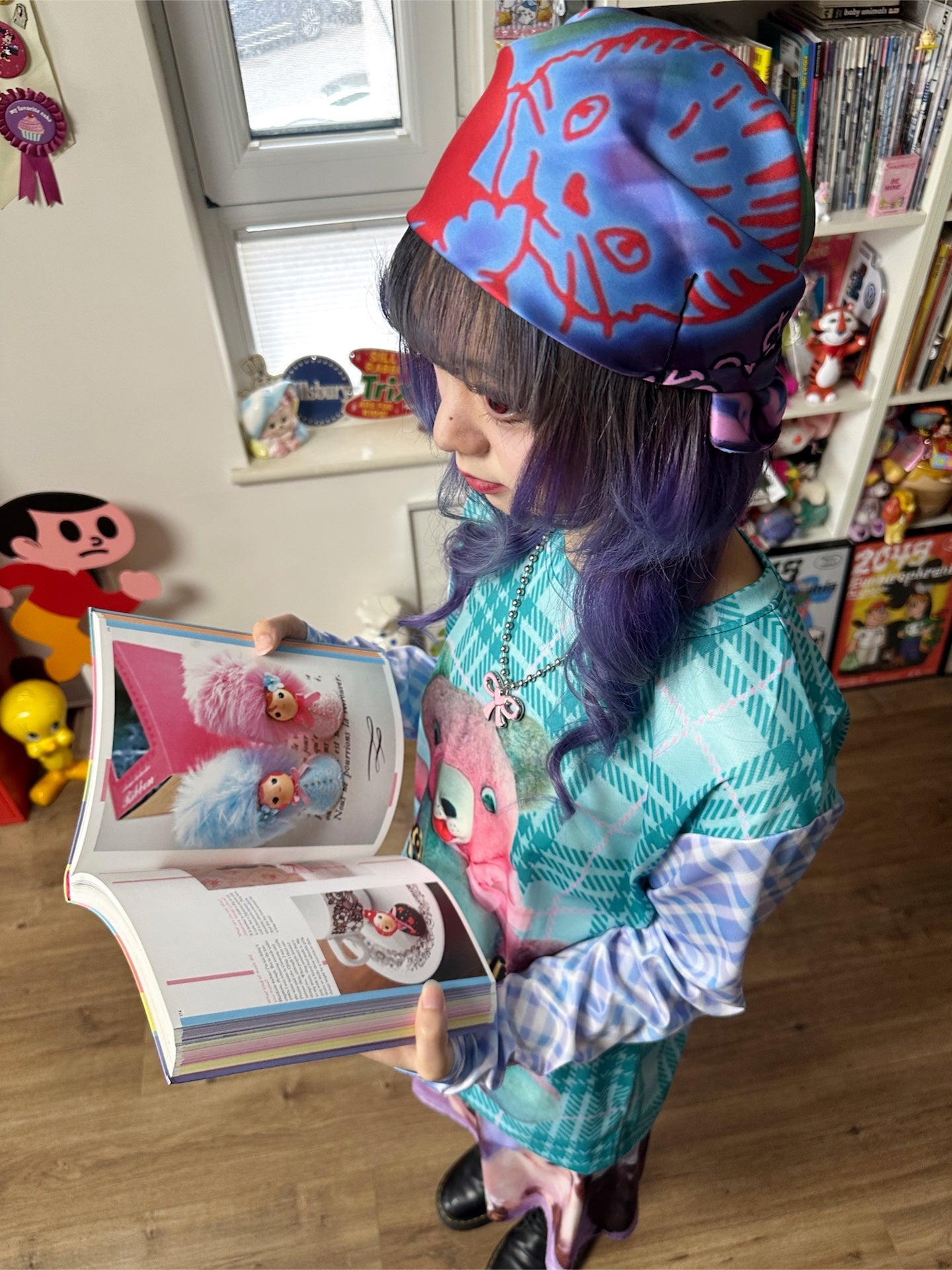 BunnyBunnyGun - Harajuku Printed Scarf Purple Polyester Multifunctional Kerchief bunnybunnygun