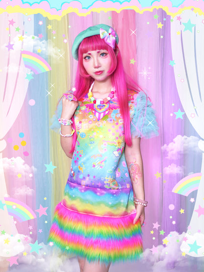 Dream Bubble - Decora Kei Dress Rainbow Collar Sheer Ruffle Dress dress Dream Bubble