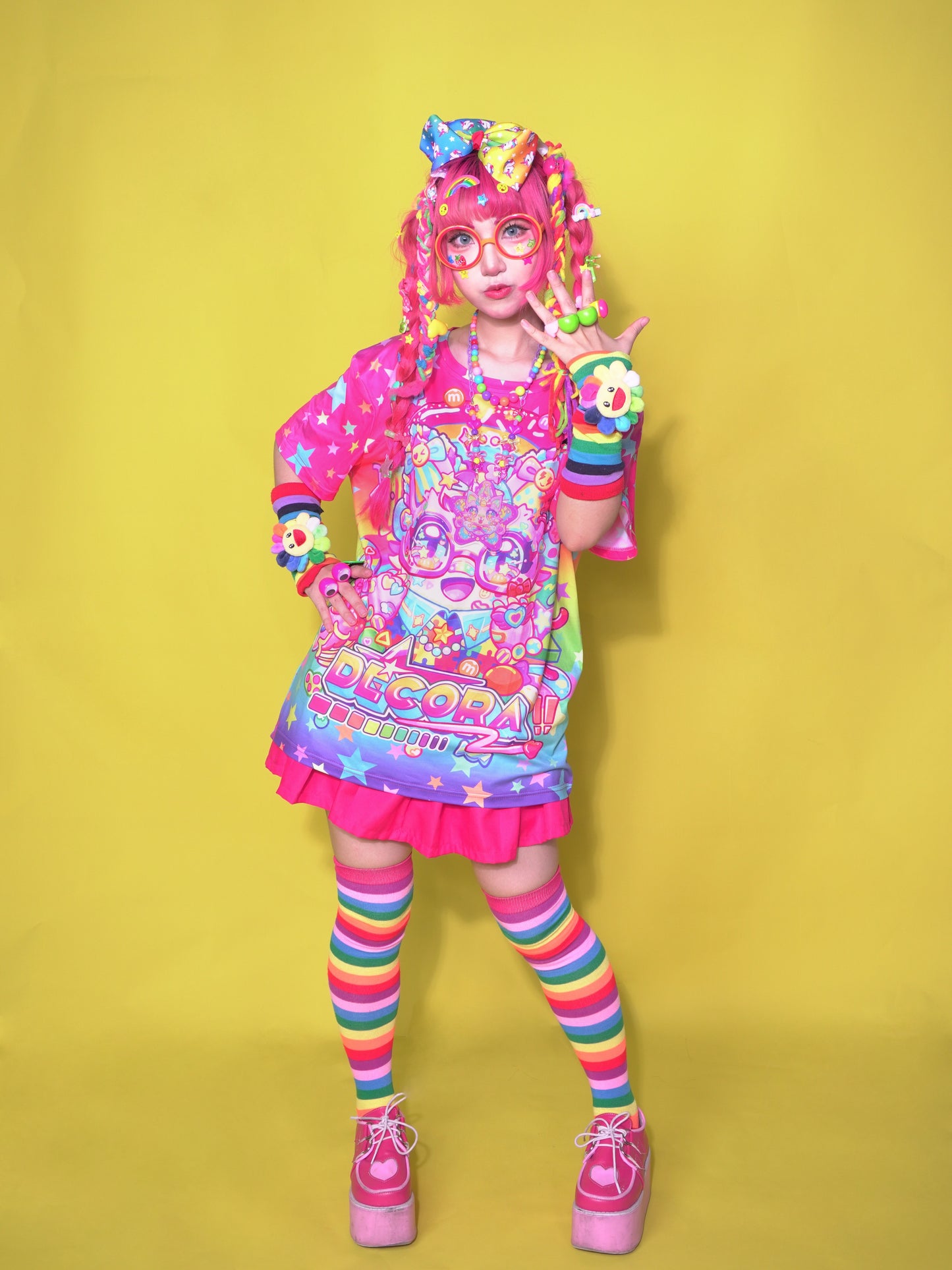 Dream Bubble – Decora Rainbow Cat Print Modal T-Shirt tshirt Dream Bubble