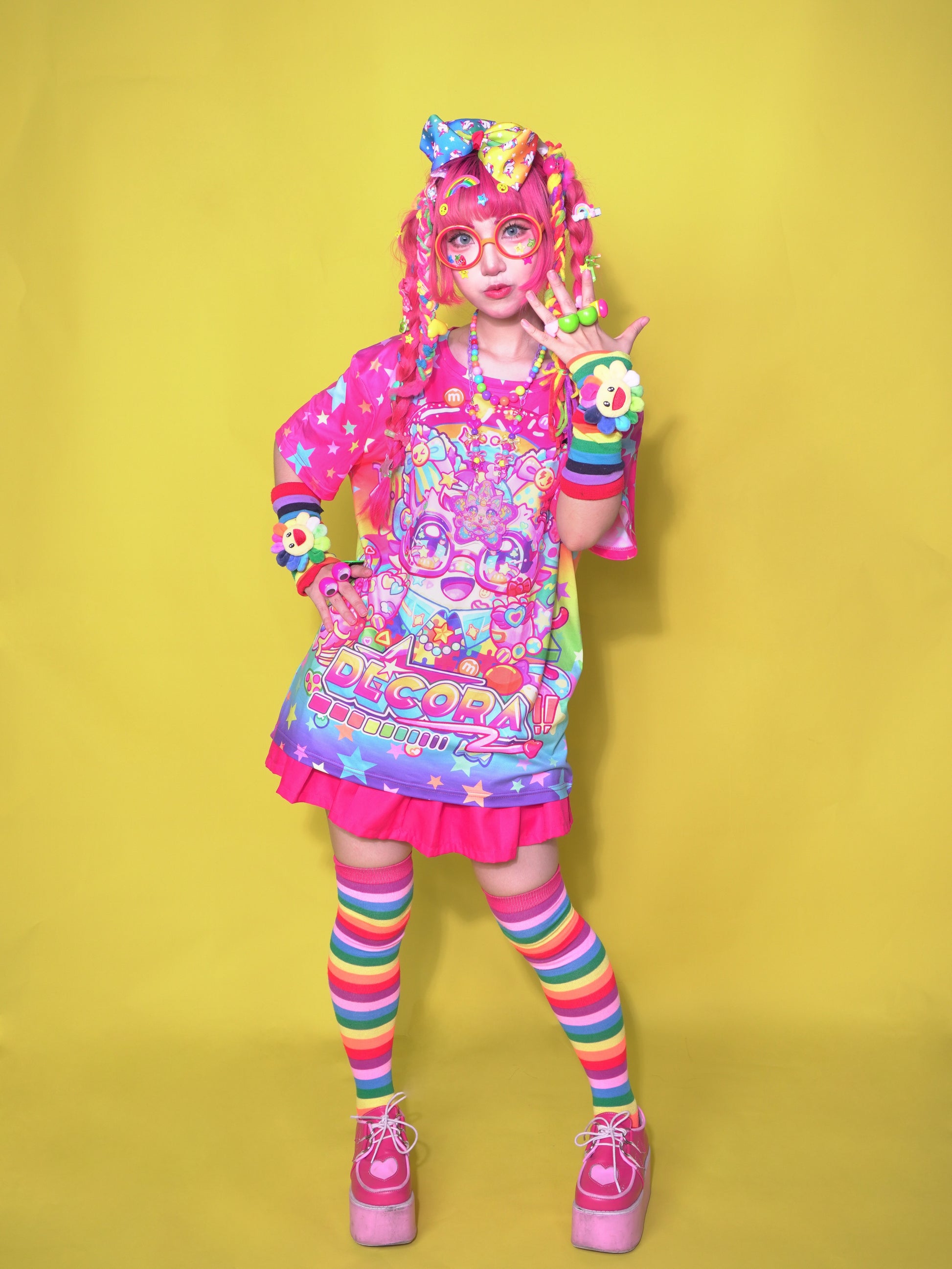 Dream Bubble – Decora Rainbow Cat Print Modal T-Shirt tshirt Dream Bubble