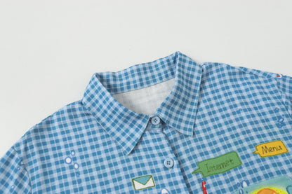 BlackBerry – Blue Plaid Cotton Shirt shirt BlackBerry