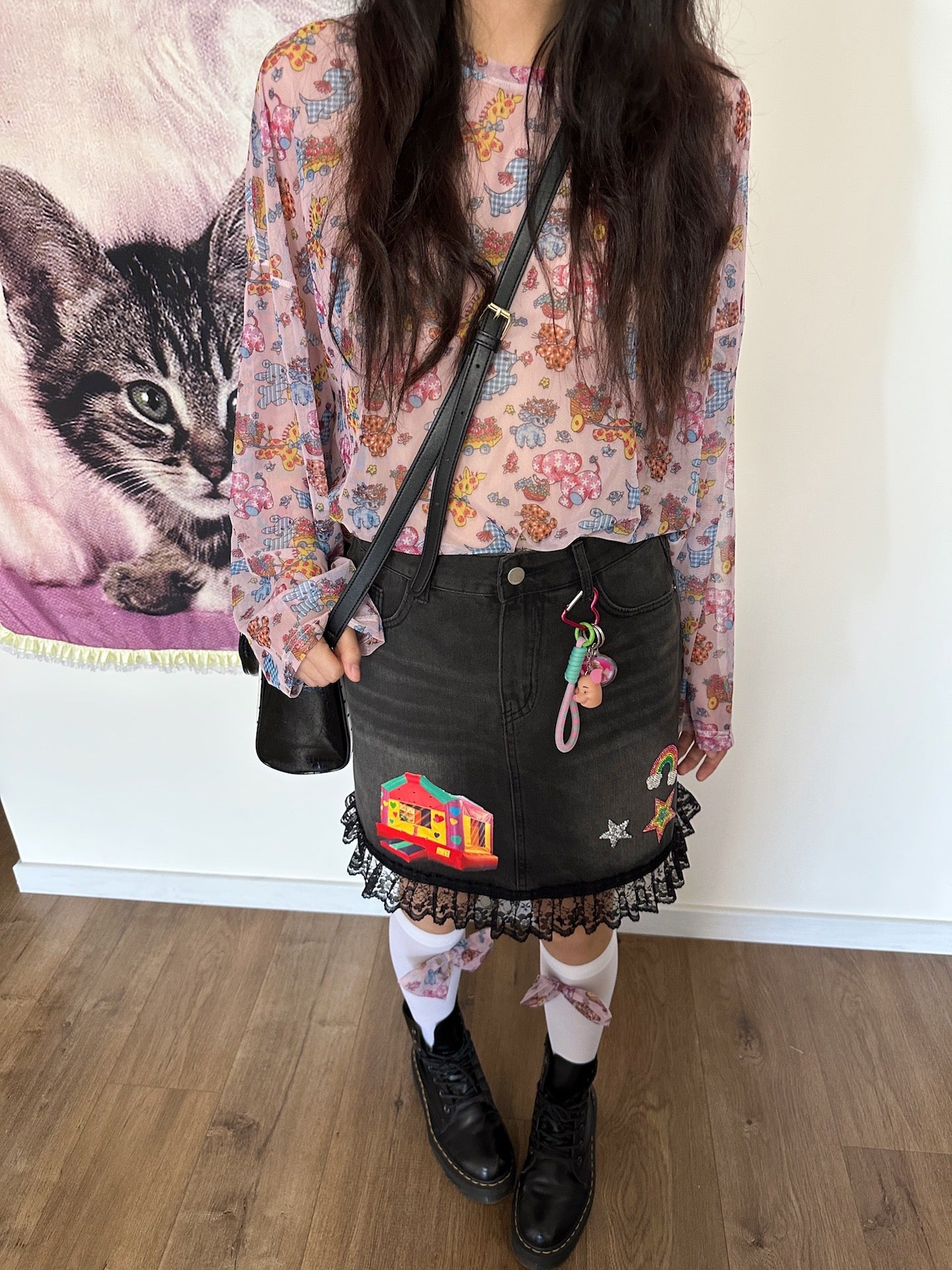 Kawaii Mesh Top – Oversized Sheer shirt bunnybunnygun