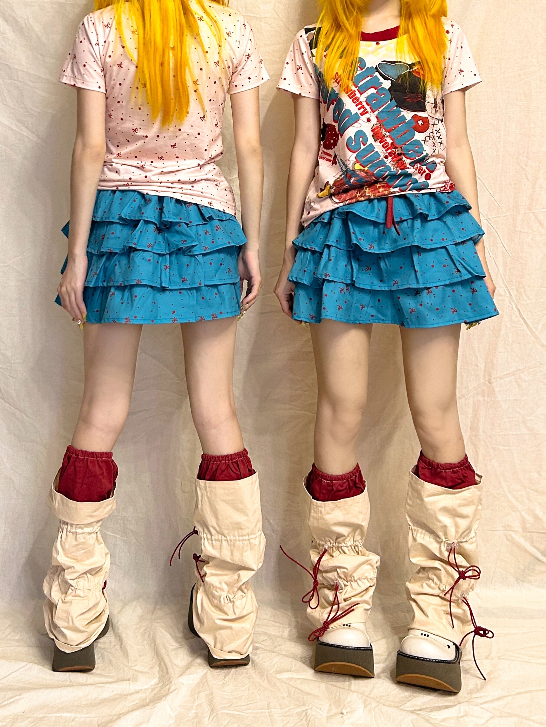 YJM with biubiu Layered Cake Skirt | Harajuku Polka Dot Bow Skirt skirt YJM with biubiu