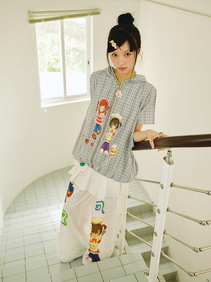 Have a Meal - Plaid Double Layer Shirt blouse have a meal