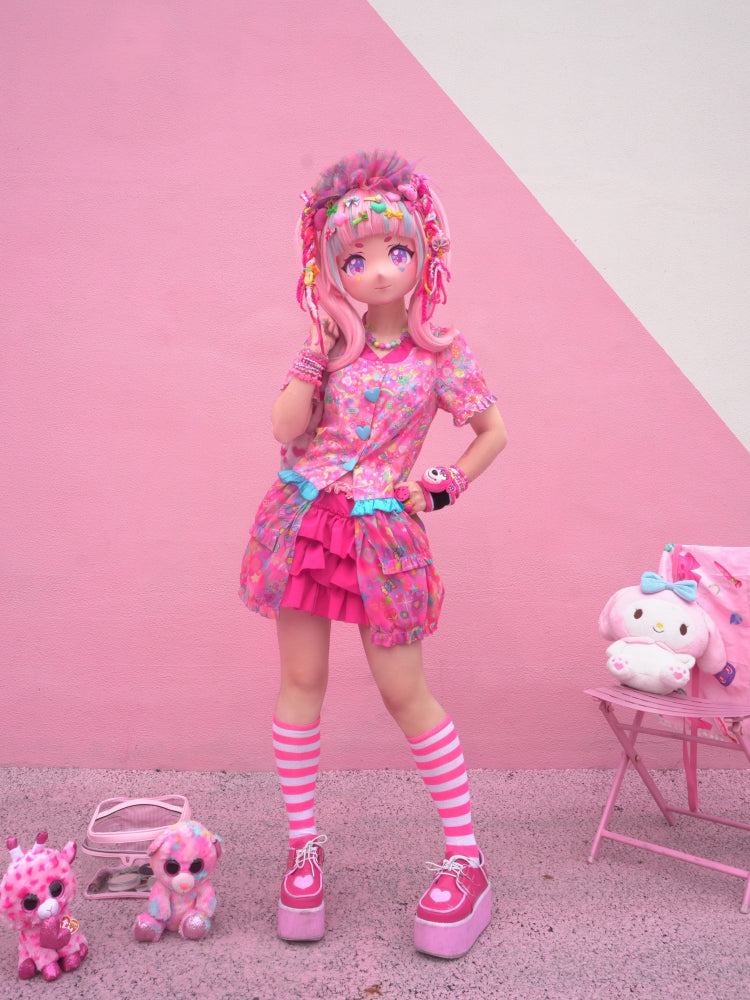 Dream Bubble Pastel Pink Outerwear | Decora Iridescent Layered Sheer Jacket shirt Dream Bubble