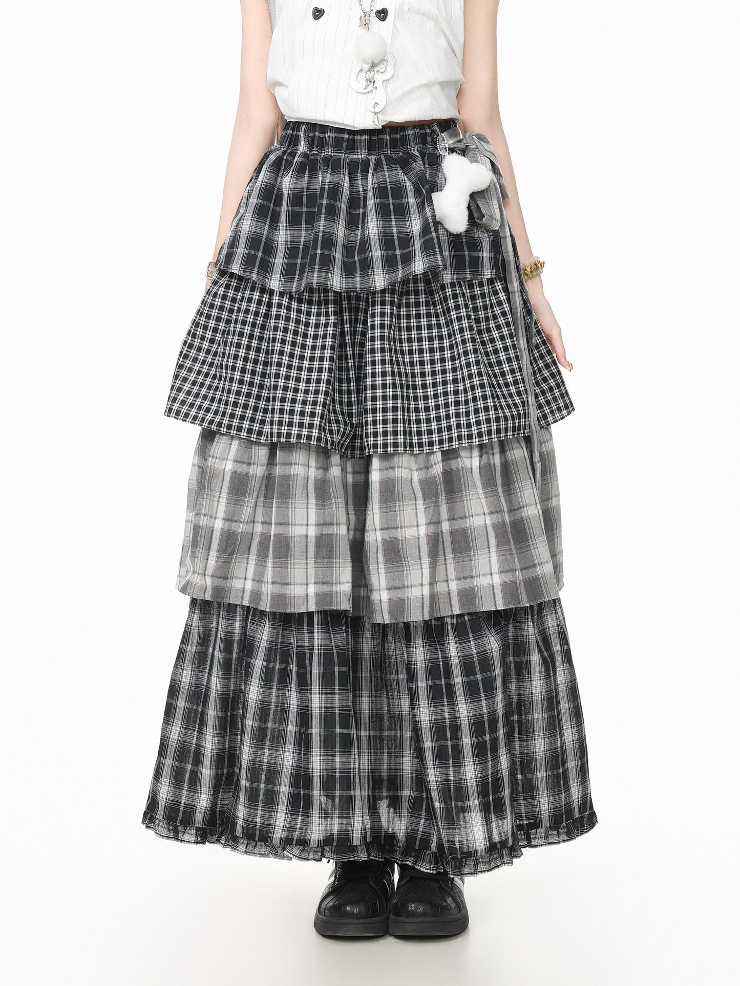 Languid Park - Plaid Tiered Maxi Skirt skirt Languid Park S