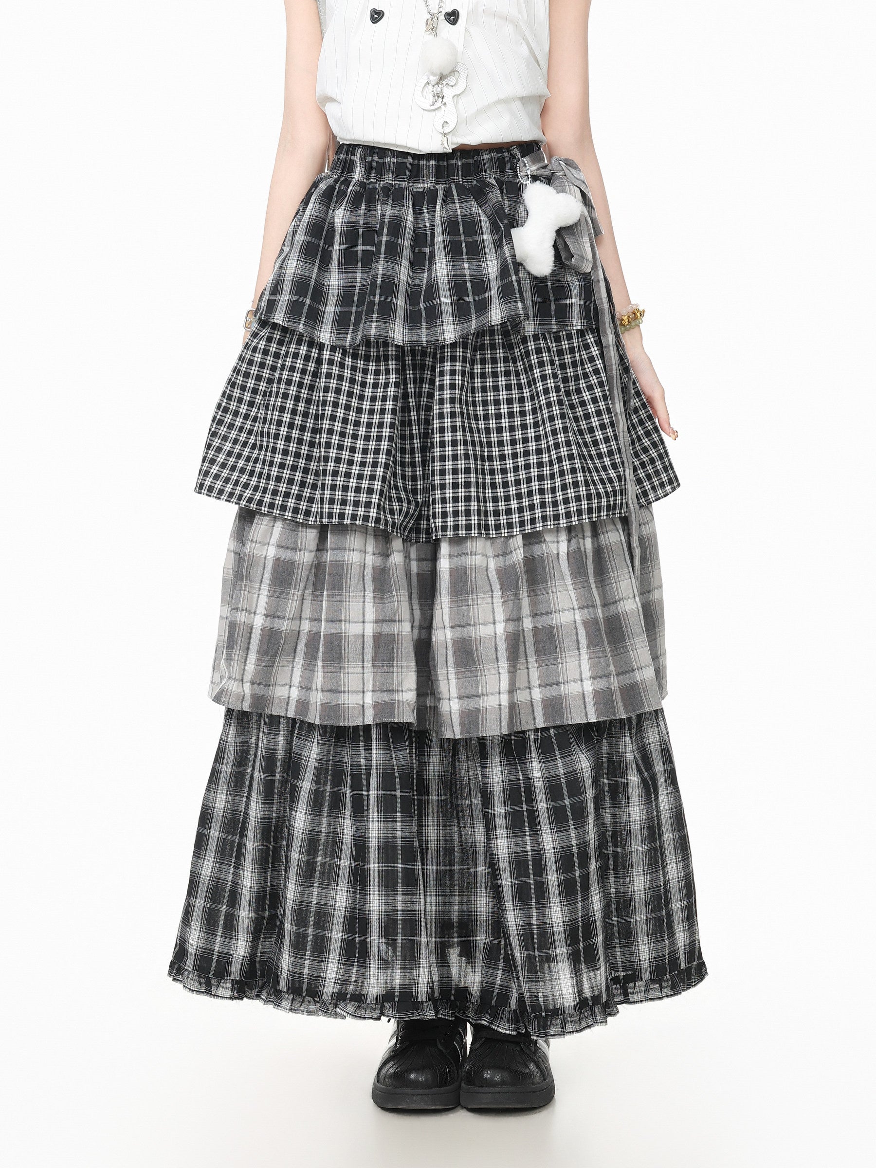 Languid Park - Plaid Tiered Maxi Skirt skirt Languid Park S