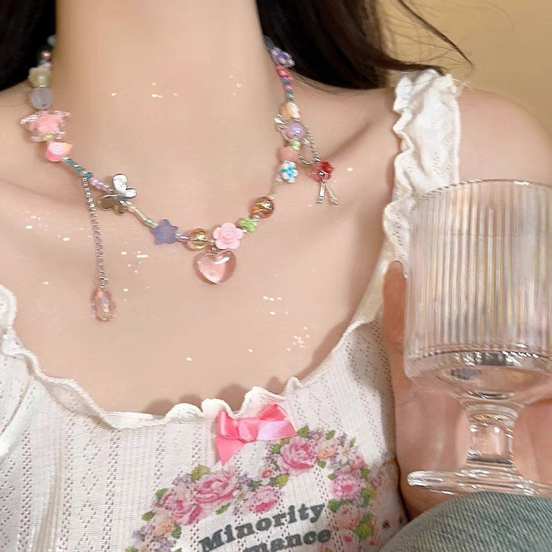 KHEPHAIA - Pink Star Beaded Necklace necklace KHEPHAIA