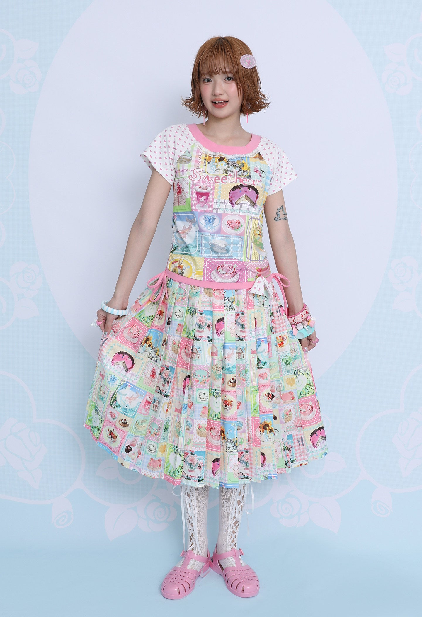 frufru - Cute Print Pleated A-Line Skirt skirt frufru