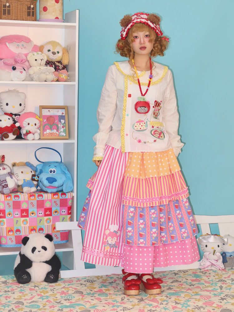 LULULULU - Kawaii Tea Set Embroidered Doll Collar Shirt shirt LULULULU