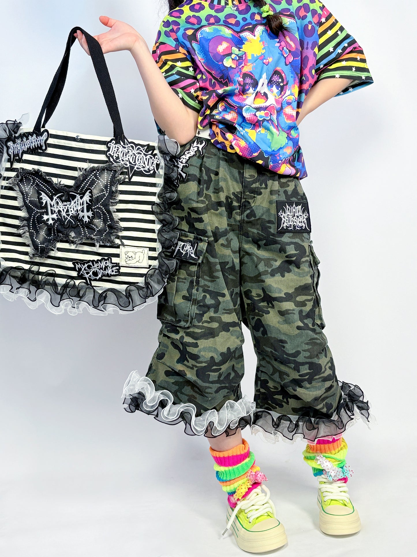 LEERROO - Decora Kei Rainbow Stripe Knit Leg Warmers leg warmmers Leerroo