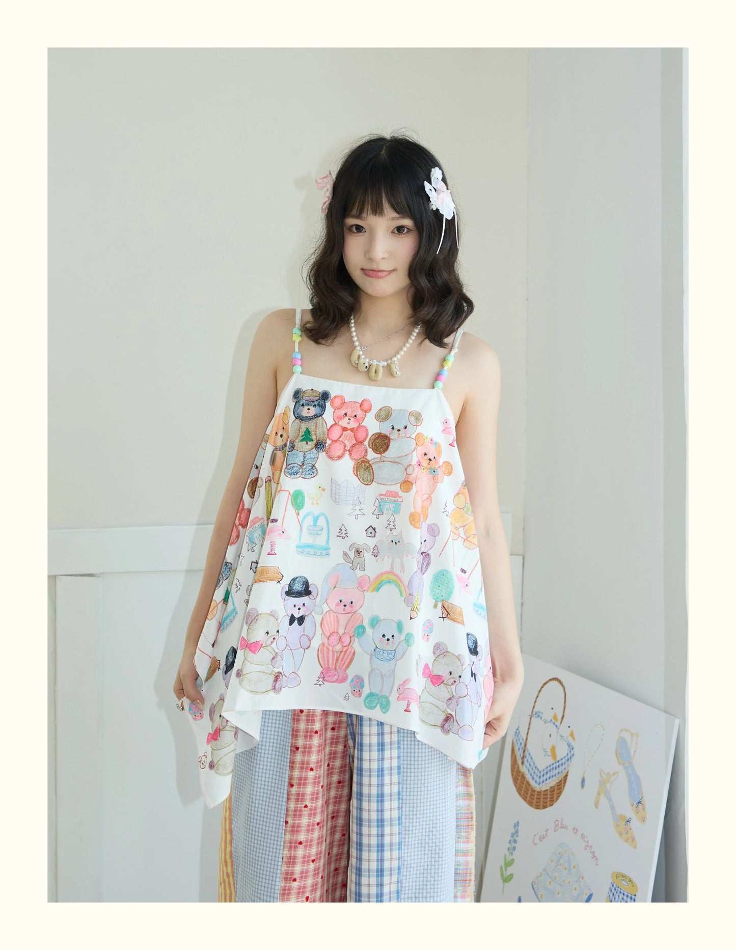 Robootoo - Bear Print Off-Shoulder Cami Top camisole Robootoo